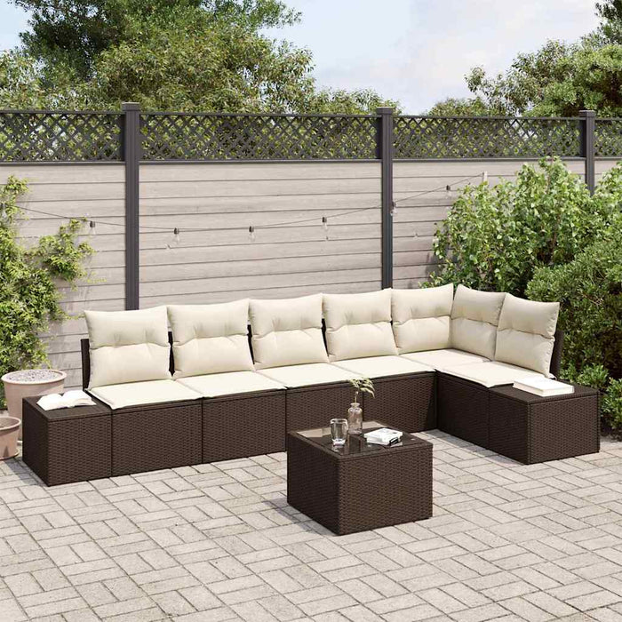 Set de canapele pentru grădină cu pernă 7 pcs Maro, Crem - WALTI WALTI