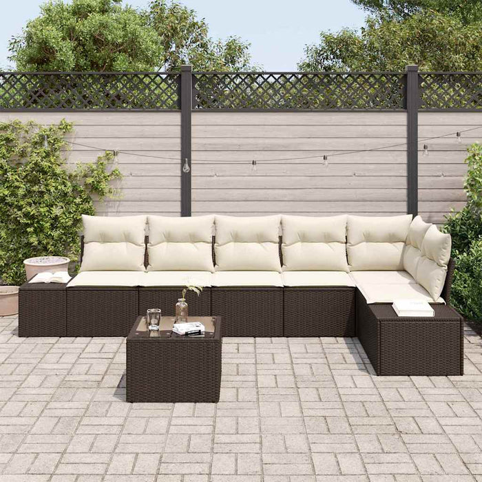 Set de canapele pentru grădină cu pernă 7 pcs Maro, Crem - WALTI WALTI