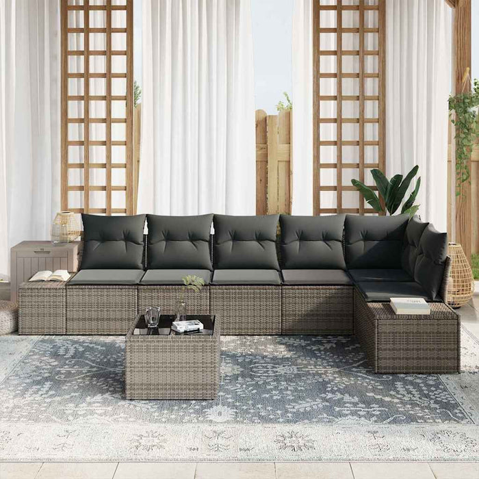 Set de canapele pentru grădină cu pernă 7 pcs Gri deschis - WALTI WALTI