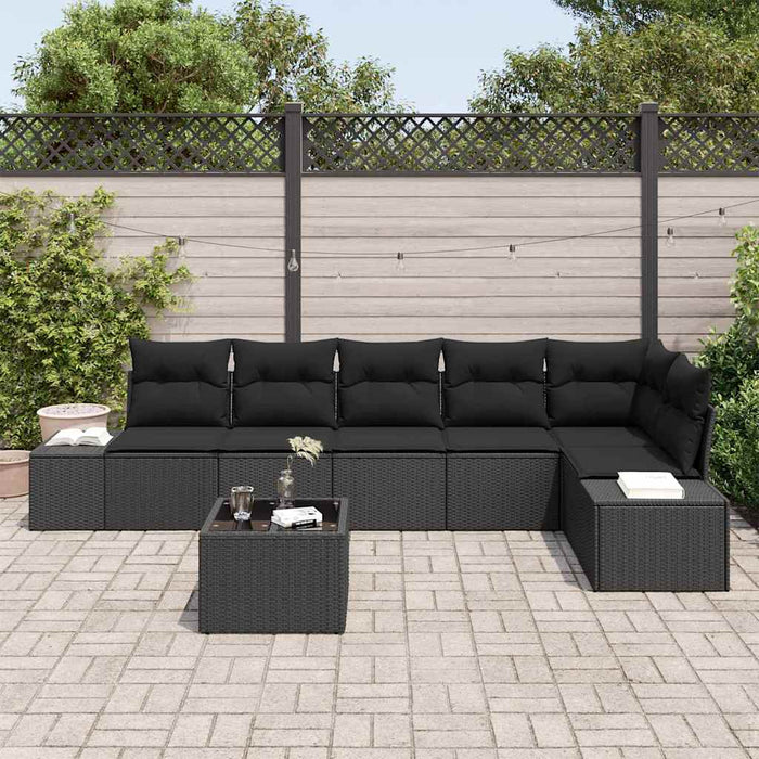 Set de canapele pentru grădină cu pernă 7 pcs Negru - WALTI WALTI