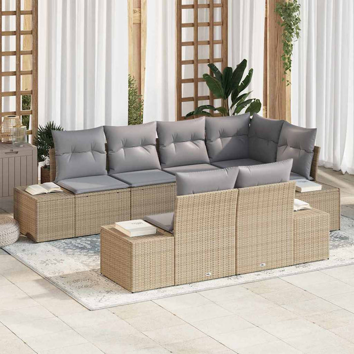 Set de canapele pentru grădină cu pernă 7 pcs Bej, Gri deschis - WALTI WALTI
