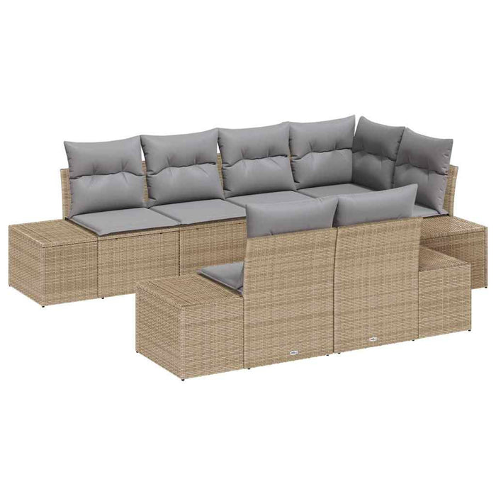 Set de canapele pentru grădină cu pernă 7 pcs Bej, Gri deschis - WALTI WALTI