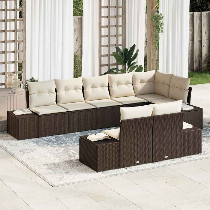 Set de canapele pentru grădină cu pernă 8 pcs maro și crem - WALTI WALTI