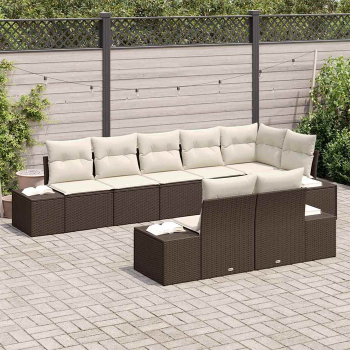 Set de canapele pentru grădină cu pernă 8 pcs maro și crem - WALTI WALTI