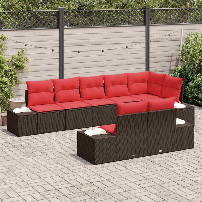 Set de canapele pentru grădină 8 buc. Maro și roșu Rattan poli WALTI