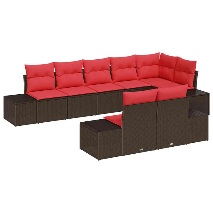 Set de canapele pentru grădină 8 buc. Maro și roșu Rattan poli WALTI