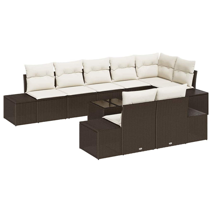 Set de canapele pentru grădină cu pernă 9 pcs maro și crem - WALTI WALTI