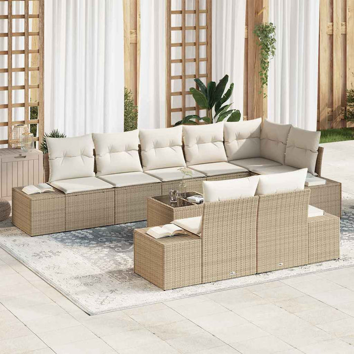 Set de canapele pentru grădină cu pernă 9 pcs bej și crem - WALTI WALTI