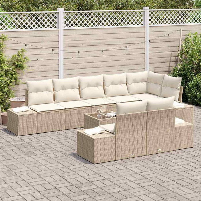 Set de canapele pentru grădină cu pernă 9 pcs bej și crem - WALTI WALTI
