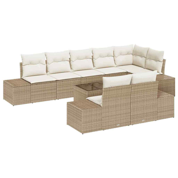 Set de canapele pentru grădină cu pernă 9 pcs bej și crem - WALTI WALTI