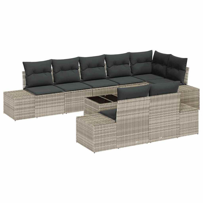 Set de canapele pentru grădină cu pernă 9 pcs Gri deschis - WALTI WALTI