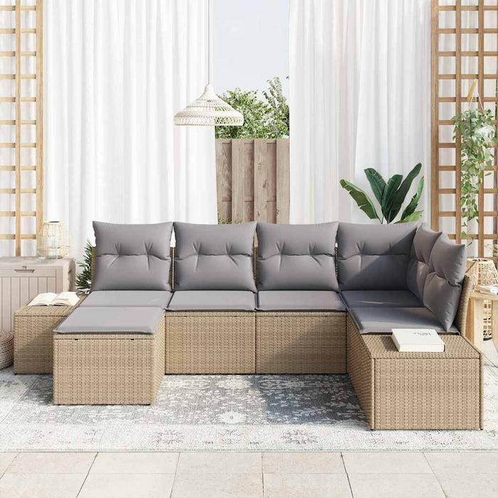 Set de canapele pentru grădină 6 pcs bej și gri deschis - WALTI WALTI