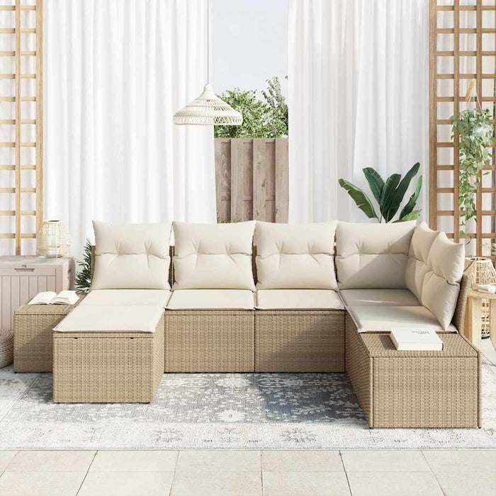 Set de canapele pentru grădină cu pernă 6 pcs bej și crem - WALTI WALTI