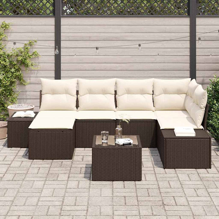 Set de canapele pentru grădină cu pernă 7 pcs maro și crem - WALTI WALTI