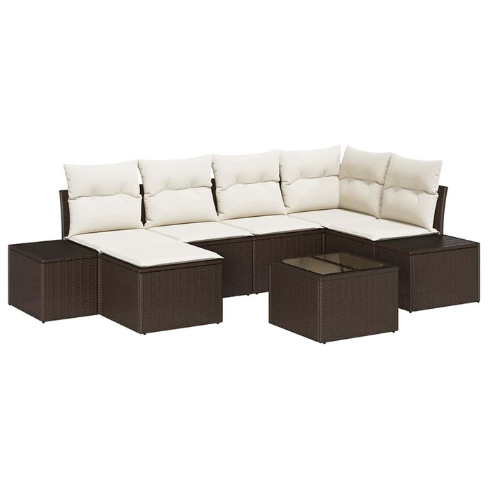 Set de canapele pentru grădină cu pernă 7 pcs maro și crem - WALTI WALTI