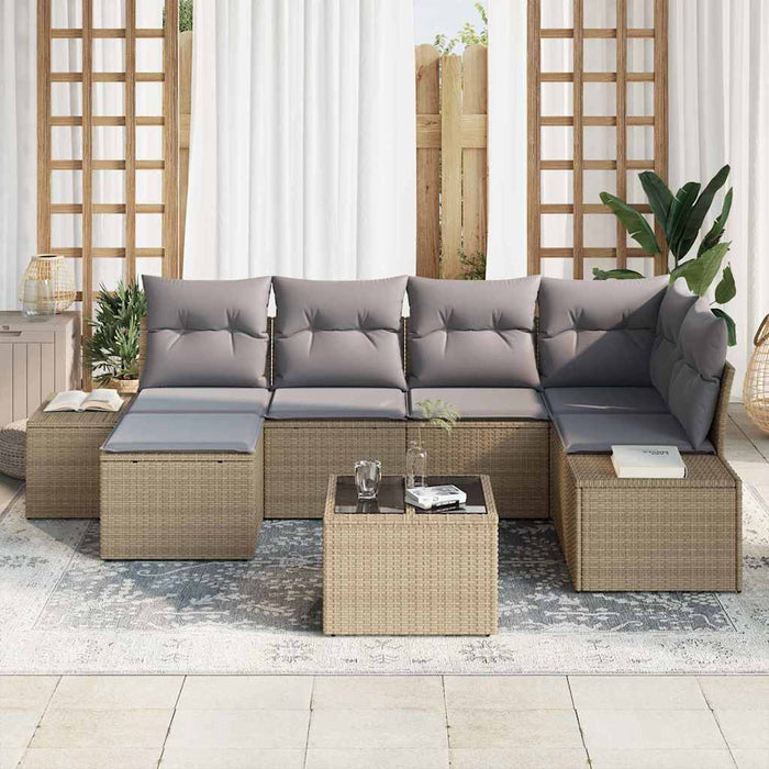 Set de canapele pentru grădină 7 pcs bej și gri deschis - WALTI WALTI
