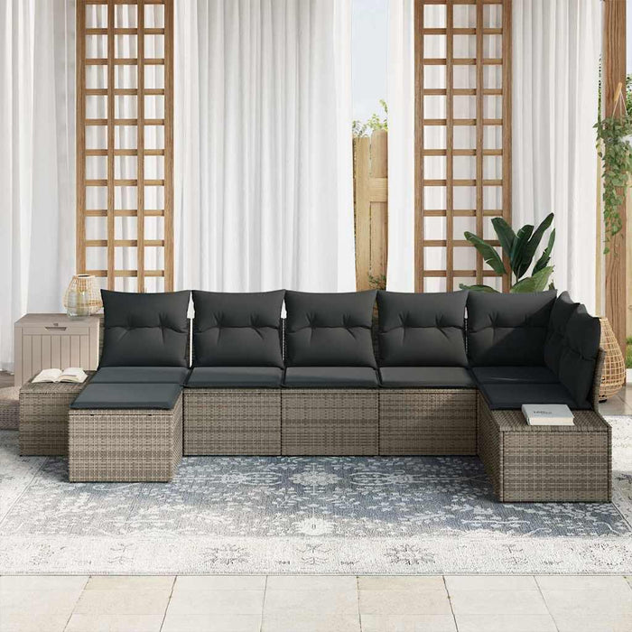 Set de canapele pentru grădină cu pernă 7 pcs Gri Rattan poli - WALTI WALTI
