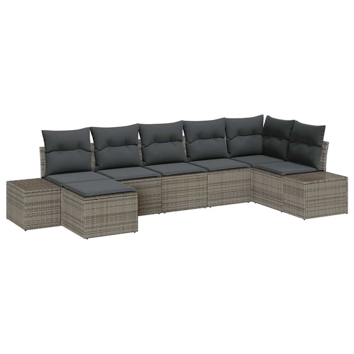 Set de canapele pentru grădină cu pernă 7 pcs Gri Rattan poli - WALTI WALTI