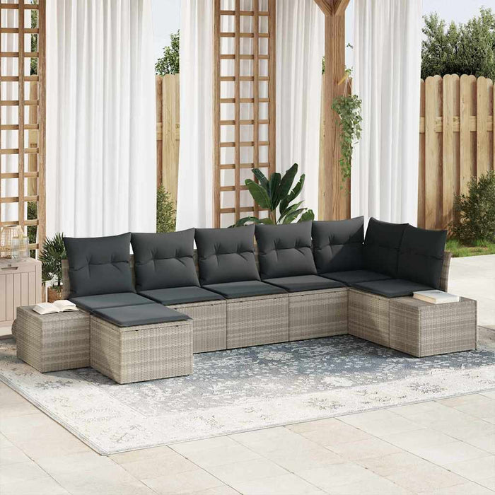 Set de canapele pentru grădină 7 pcs Gri deschis Rattan poli - WALTI WALTI