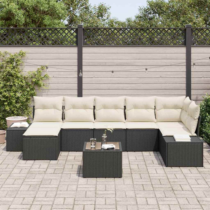 Set de canapele pentru grădină cu pernă 8 pcs Negru Rattan poli - WALTI WALTI