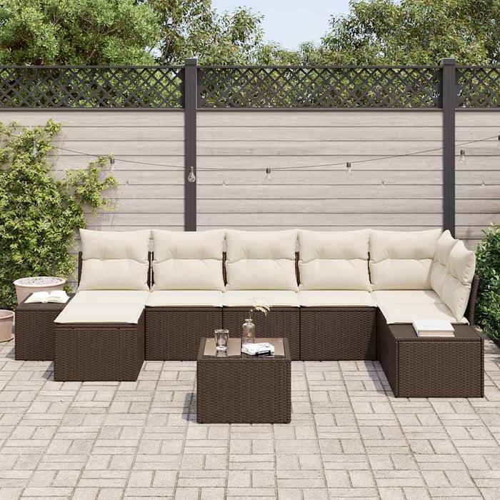 Set de canapele pentru grădină cu pernă 8 pcs Maro Rattan poli - WALTI WALTI