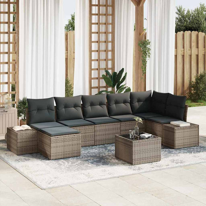 Set de canapele pentru grădină cu pernă 8 pcs Gri Rattan poli - WALTI WALTI
