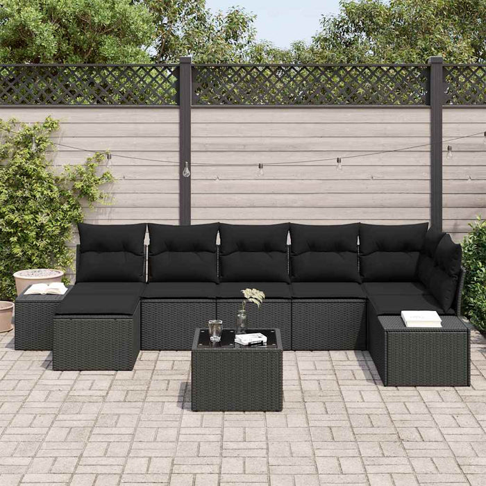 Set de canapele pentru grădină cu pernă 8 pcs Negru Rattan poli - WALTI WALTI