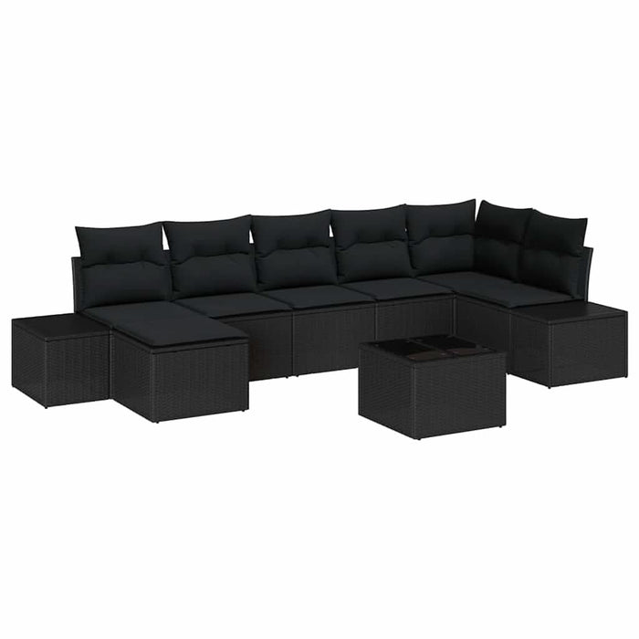 Set de canapele pentru grădină cu pernă 8 pcs Negru Rattan poli - WALTI WALTI