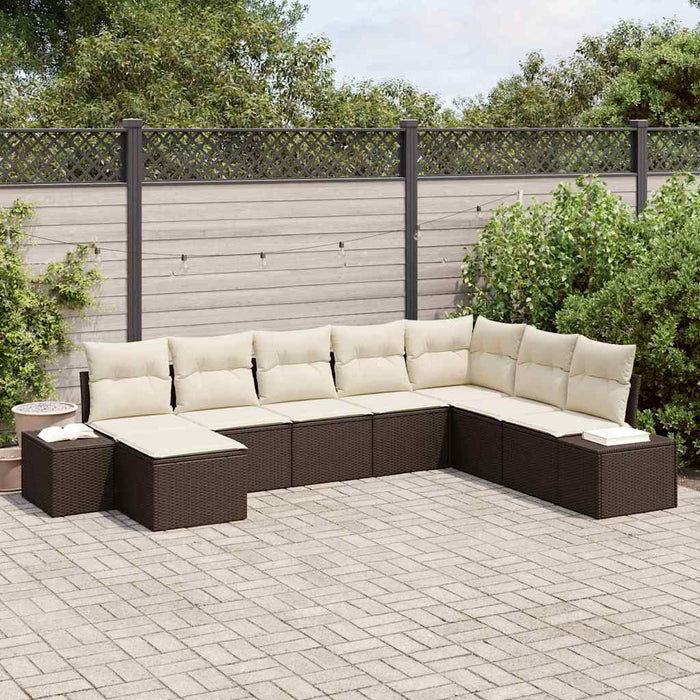 Set de canapele pentru grădină cu pernă 8 pcs maro și crem - WALTI WALTI