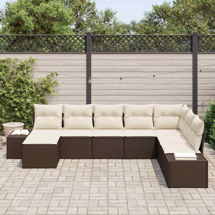 Set de canapele pentru grădină cu pernă 8 pcs maro și crem - WALTI WALTI