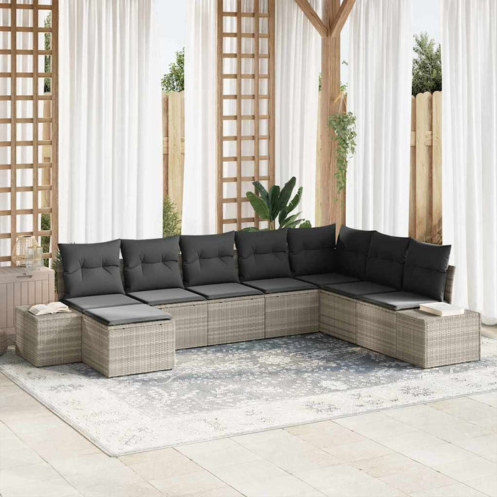 Set de canapele pentru grădină cu pernă 8 pcs Gri deschis - WALTI WALTI