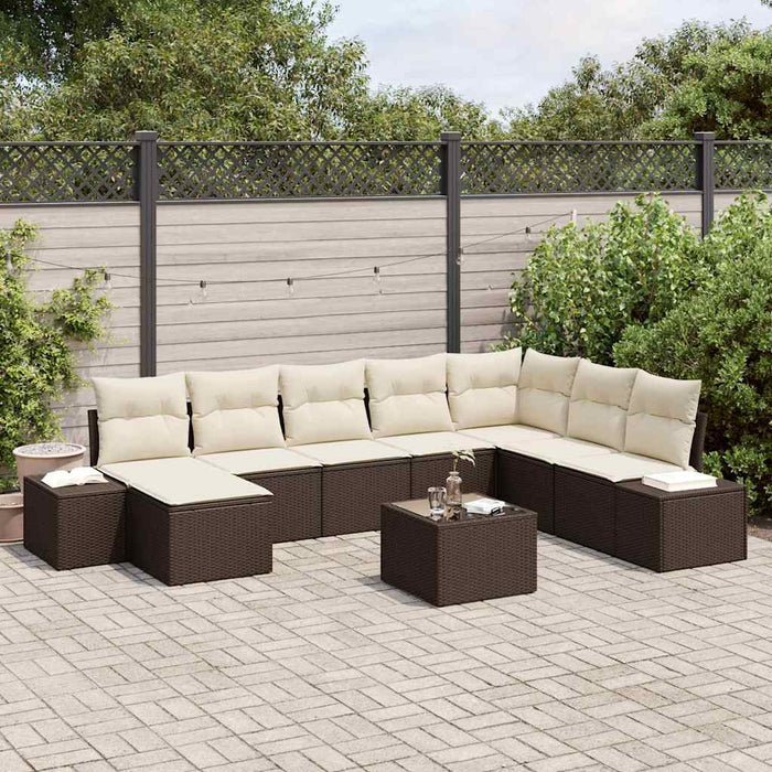 Set de canapele pentru grădină cu pernă 9 pcs maro și crem - WALTI WALTI