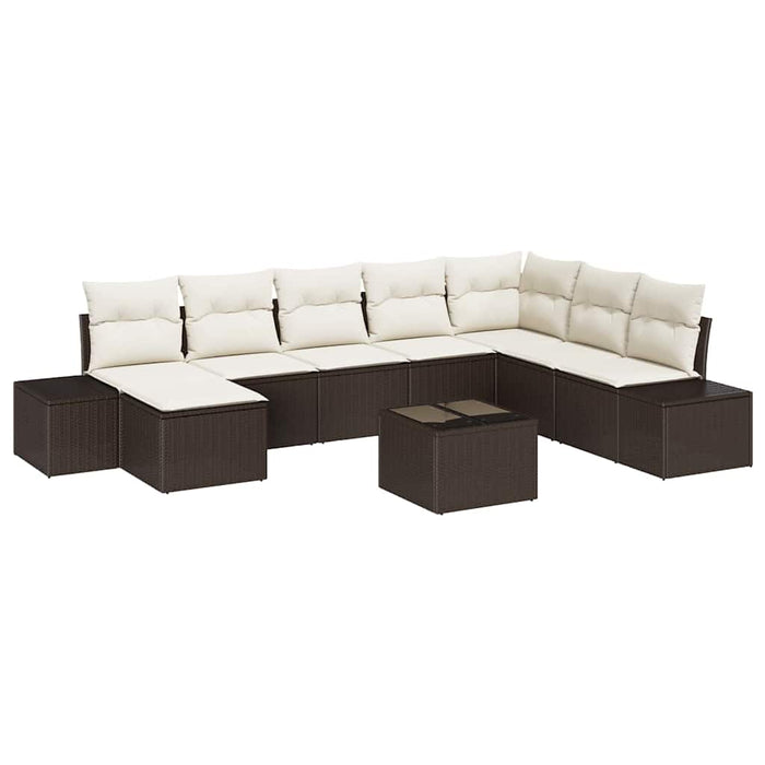 Set de canapele pentru grădină cu pernă 9 pcs maro și crem - WALTI WALTI