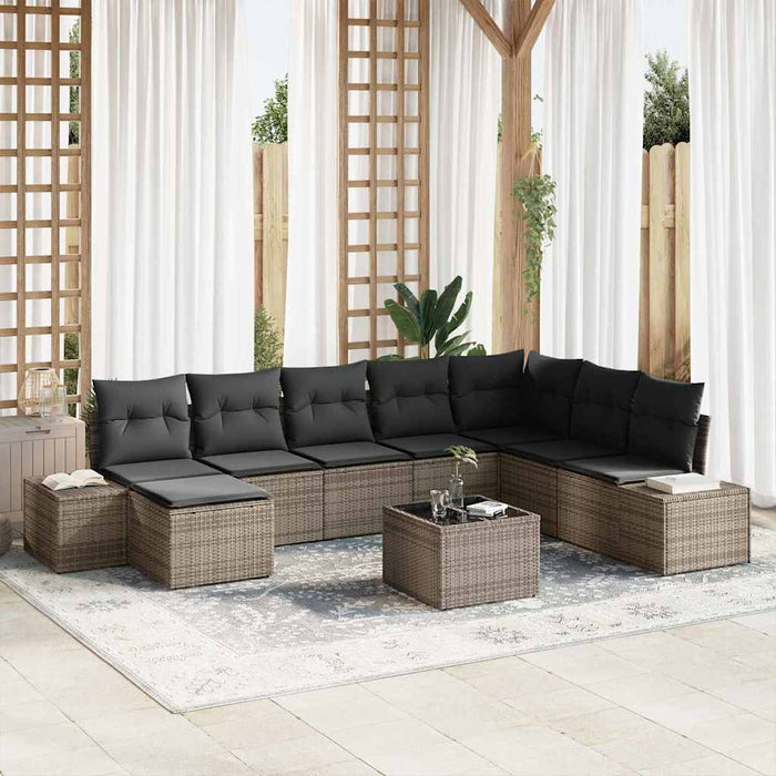 Set de canapele pentru grădină 9 pcs Gri 319 x 209 x 85 cm - WALTI WALTI