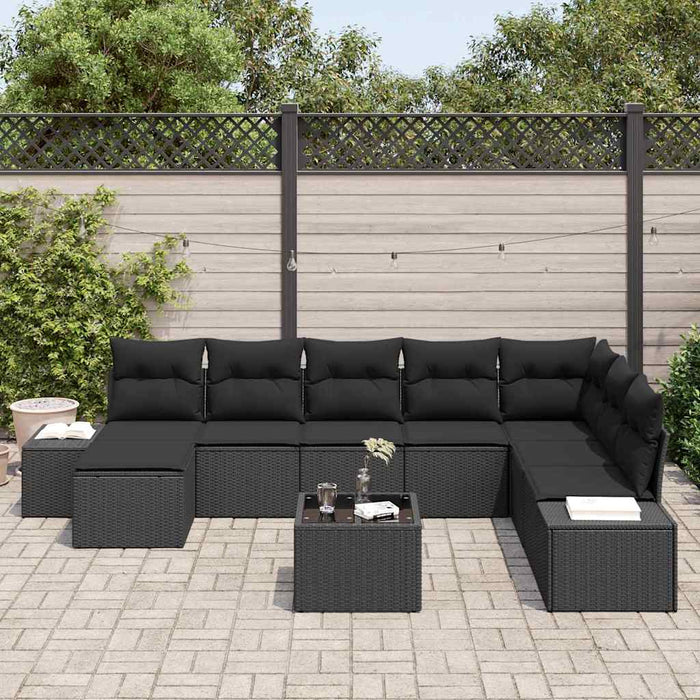 Set de canapele pentru grădină 9 pcs Negru 319 x 209 x 85 cm - WALTI WALTI