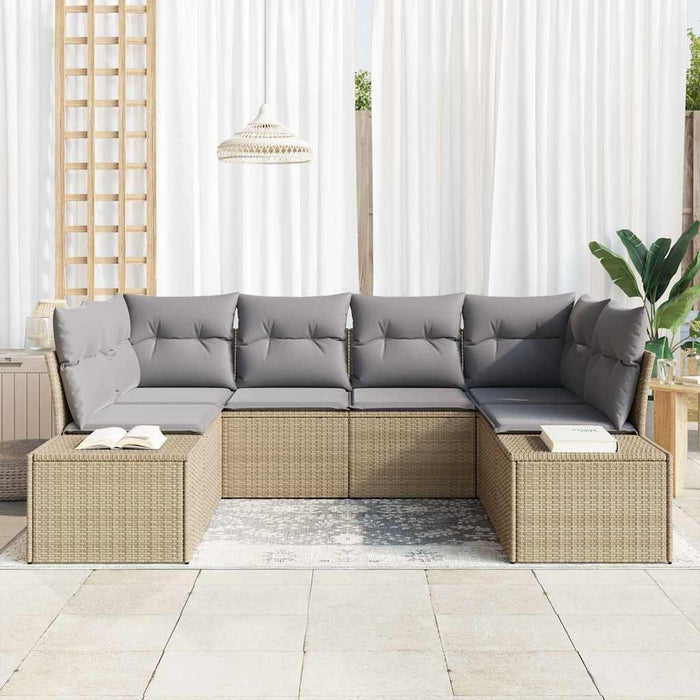 Set de canapele pentru grădină 6 pcs Beige și gri deschis - WALTI WALTI