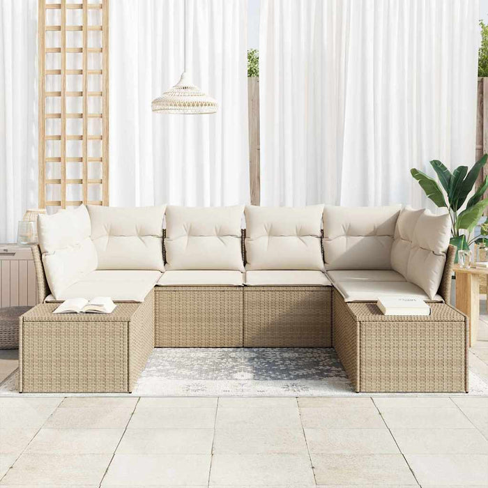 Set de canapele pentru grădină cu pernă 6 pcs bej și crem - WALTI WALTI