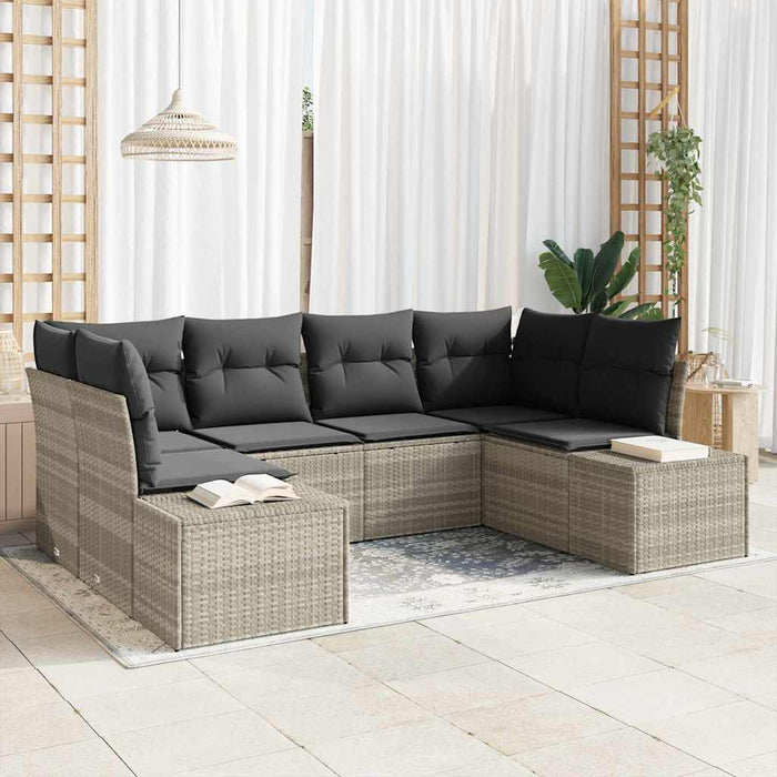 Set de canapele pentru grădină cu pernă 6 pcs Gri deschis - WALTI WALTI