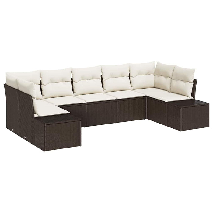 Set de canapele pentru grădină 7 pcs Maro și Crem Rattan poli - WALTI WALTI