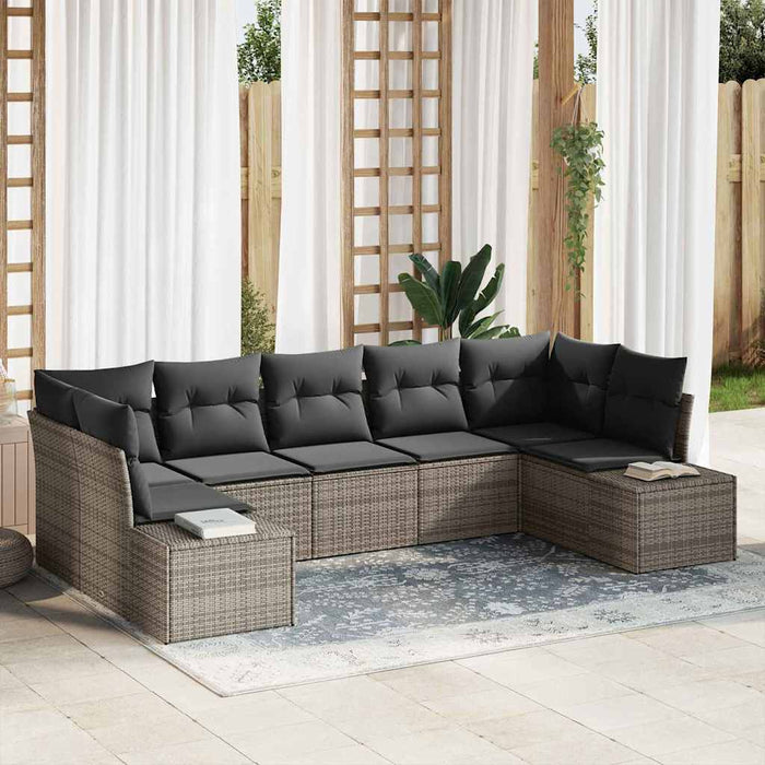 Set de canapele pentru grădină 7 pcs Gri Rattan poli - WALTI WALTI