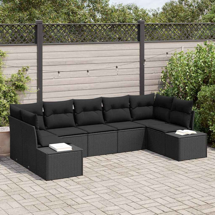 Set de canapele pentru grădină 7 pcs Negru Rattan poli - WALTI WALTI