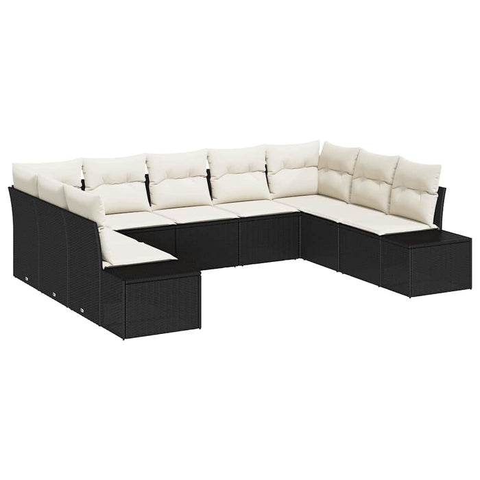 Set de canapele pentru grădină 9 pcs Negru și Crem Poliratan - WALTI WALTI