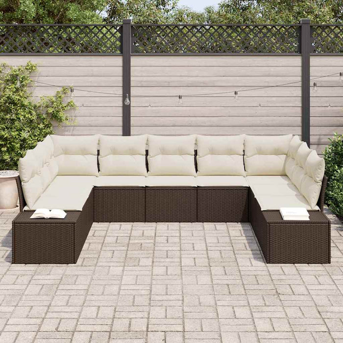 Set de canapele pentru grădină 9 pcs maro și crem Poli Rattan - WALTI WALTI
