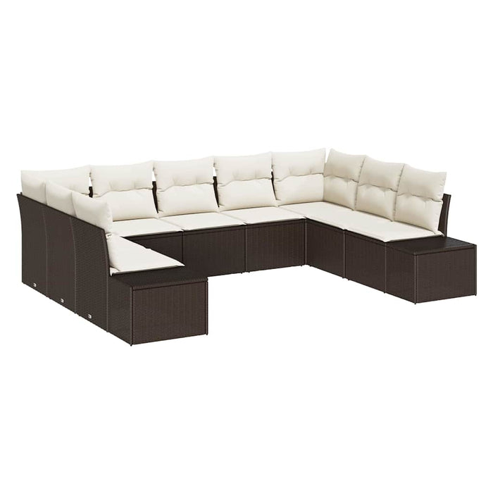 Set de canapele pentru grădină 9 pcs maro și crem Poli Rattan - WALTI WALTI