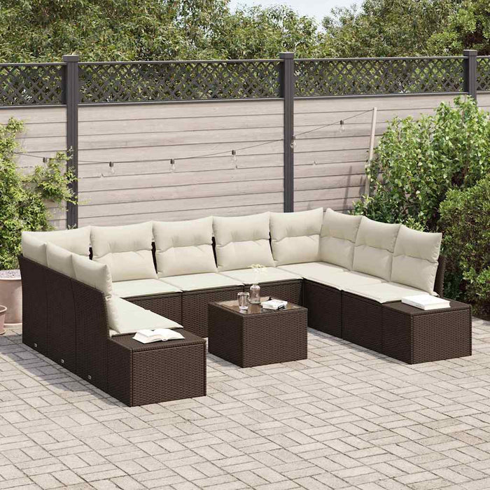 Set de canapele pentru grădină 9 pcs Maro și Crem Poliratan - WALTI WALTI
