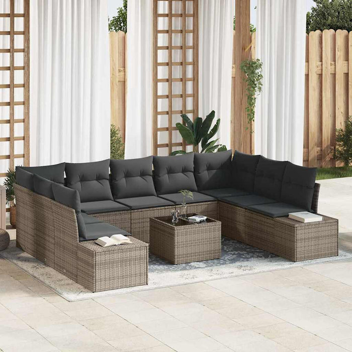 Set de canapele pentru grădină cu pernă 9 pcs Gri Poliratan - WALTI WALTI