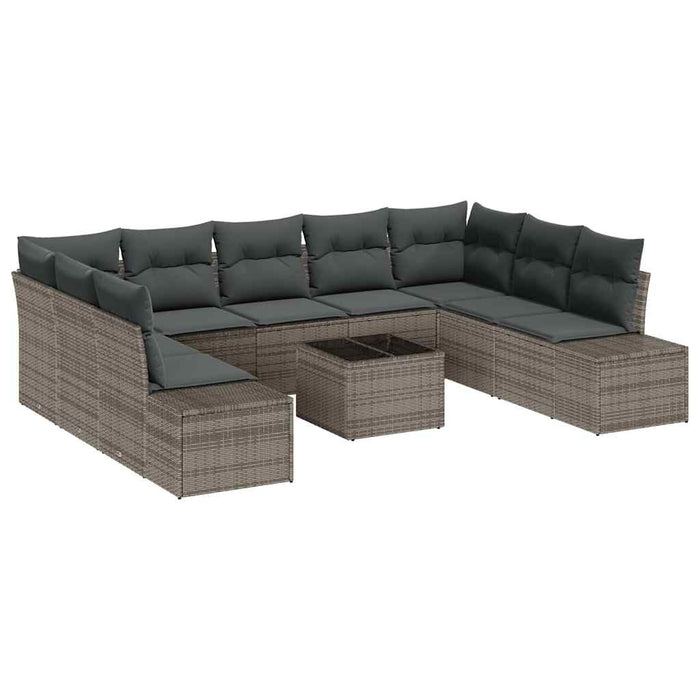 Set de canapele pentru grădină cu pernă 9 pcs Gri Poliratan - WALTI WALTI