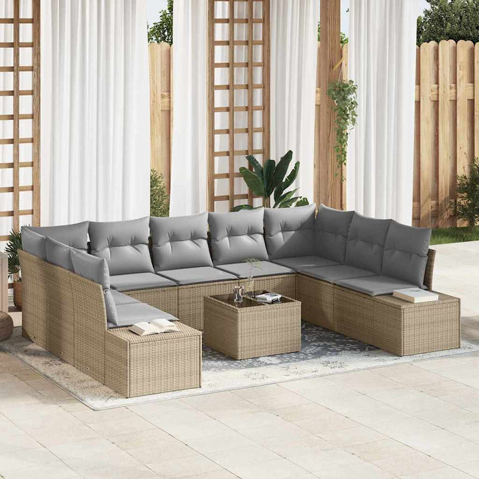 Set de canapele pentru grădină 9 pcs Beige și gri deschis - WALTI WALTI