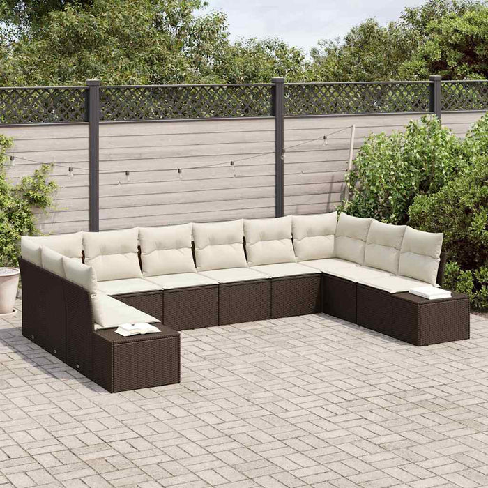 Set de canapele pentru grădină cu pernă 10 pcs maro și crem - WALTI WALTI