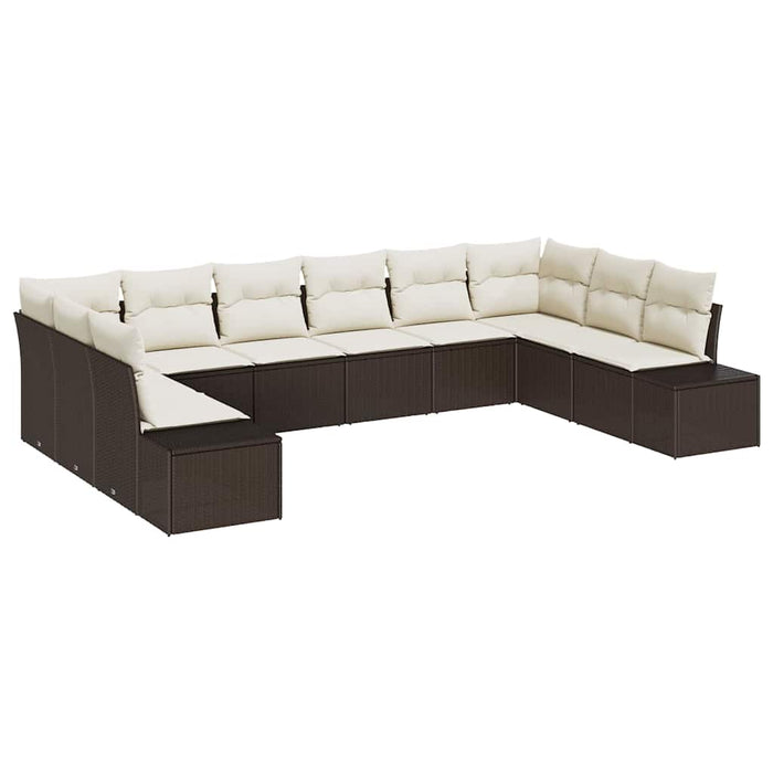 Set de canapele pentru grădină cu pernă 10 pcs maro și crem - WALTI WALTI